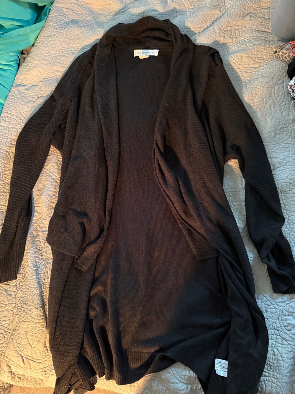 Pure Energy Open-Front Black Women's Cardigan